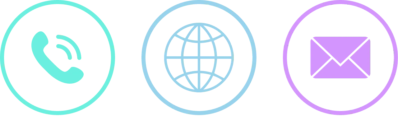 three icons representing contact